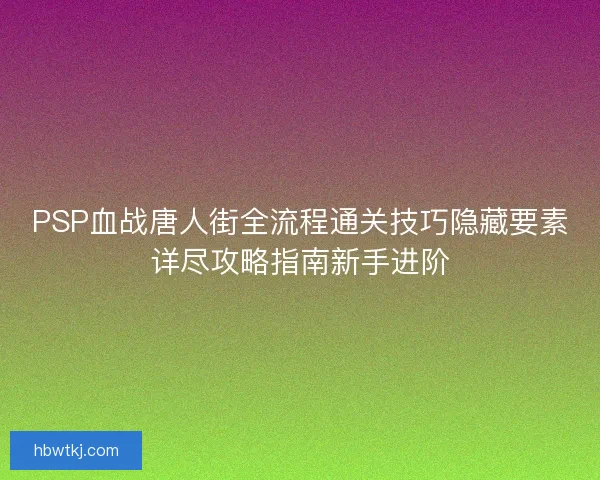 PSP血战唐人街全流程通关技巧隐藏要素详尽攻略指南新手进阶