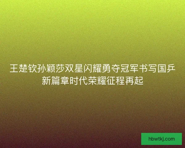 王楚钦孙颖莎双星闪耀勇夺冠军书写国乒新篇章时代荣耀征程再起