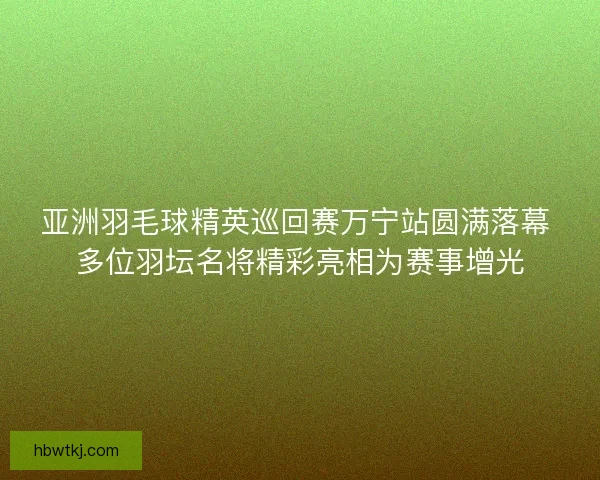 亚洲羽毛球精英巡回赛万宁站圆满落幕 多位羽坛名将精彩亮相为赛事增光